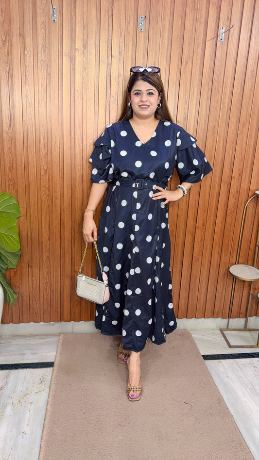 Polka Cotton Crepe Maxi Dress