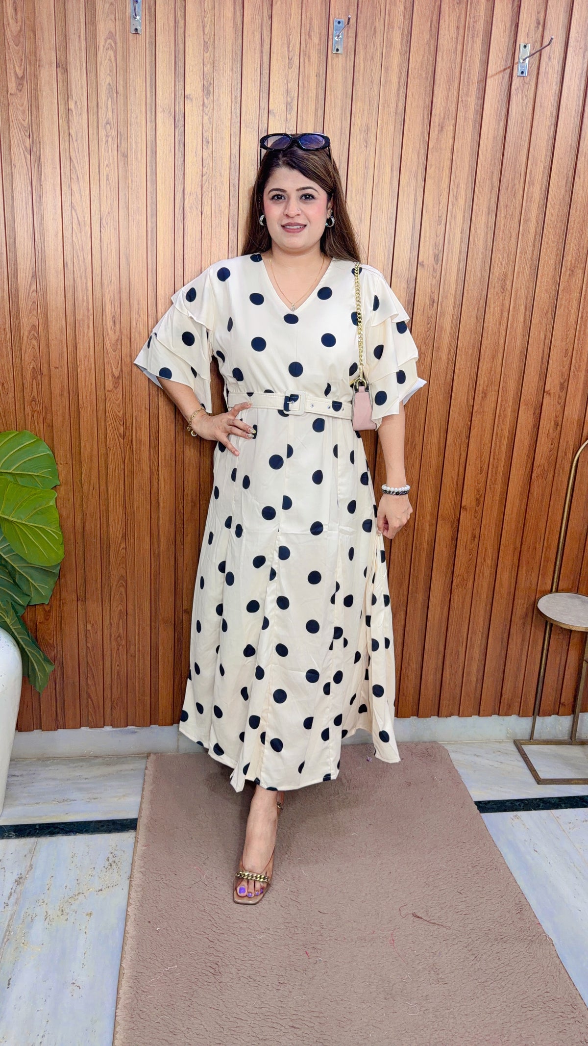 Polka Cotton Crepe Maxi Dress