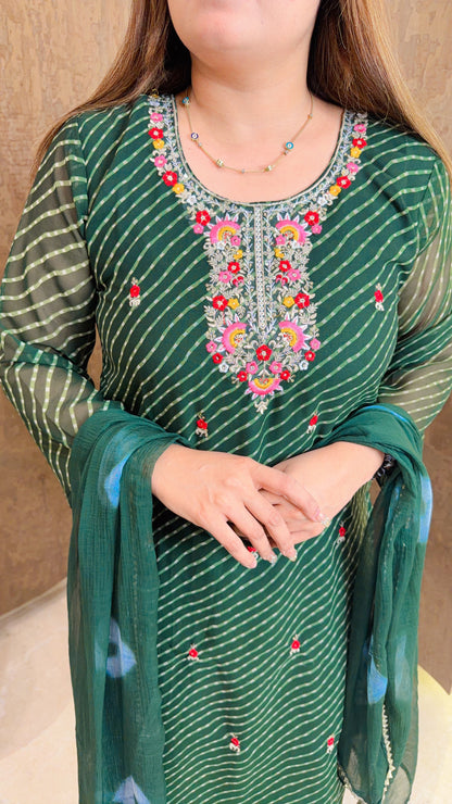 Haryali Lehariya Three Piece Suit