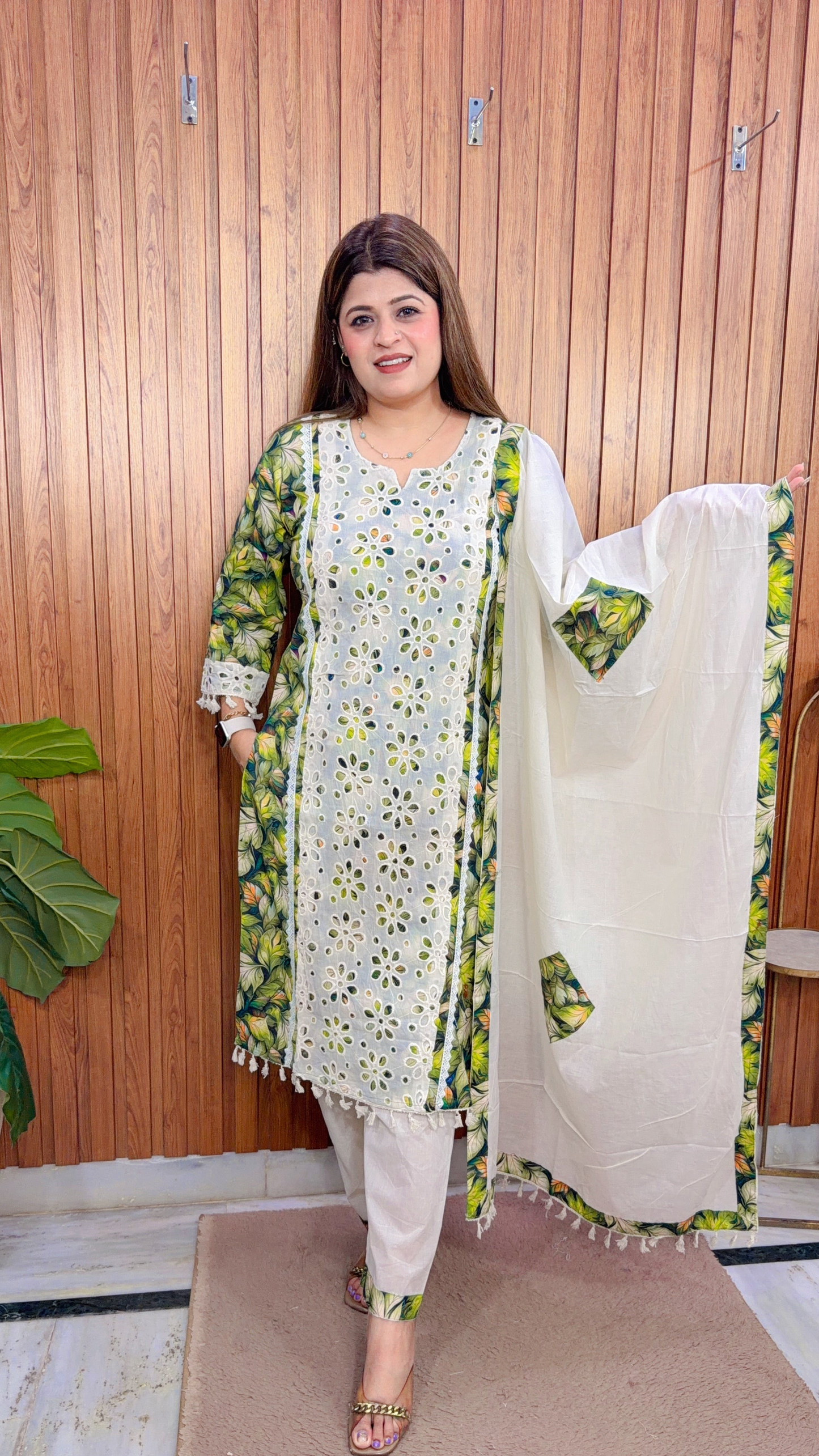 Premium Schifli Cotton Three Piece Suit