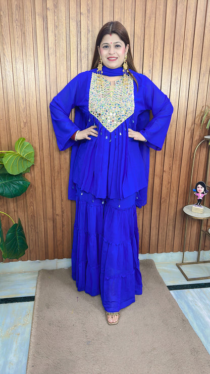Diwali special Mirror Peplum with sharara