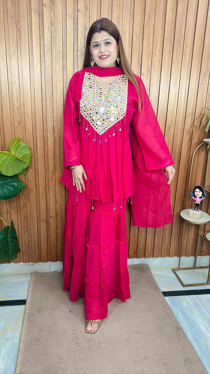 Diwali special Mirror Peplum with sharara