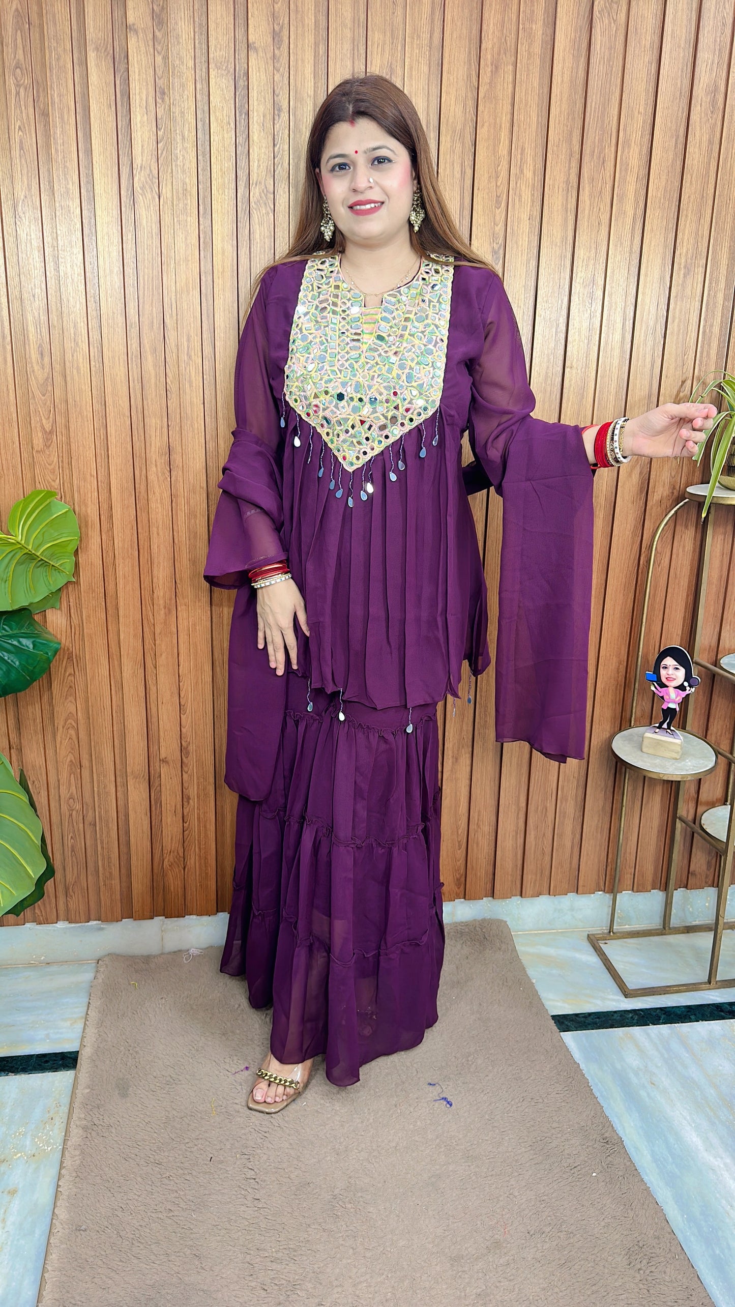 Diwali special Mirror Peplum with sharara