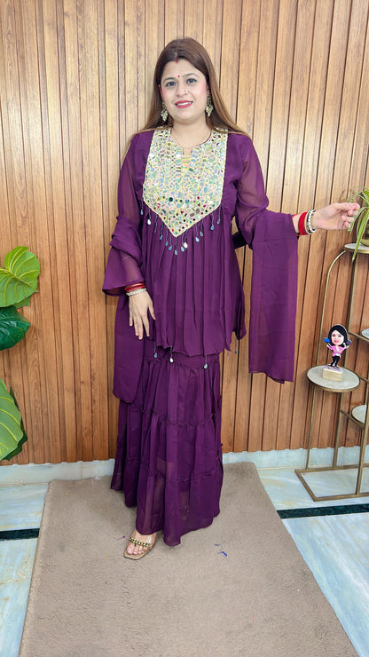 Diwali special Mirror Peplum with sharara