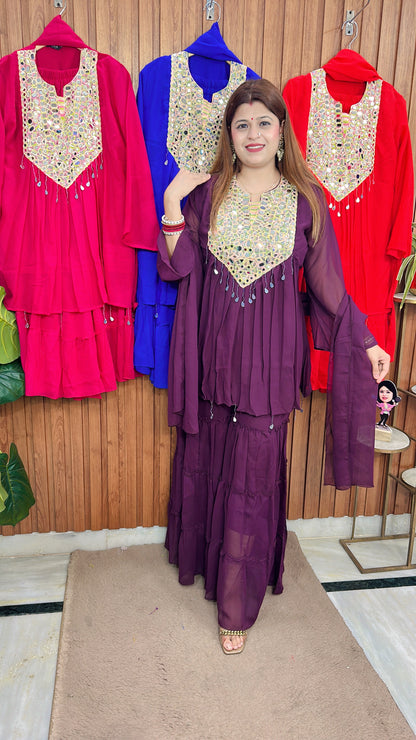 Diwali special Mirror Peplum with sharara