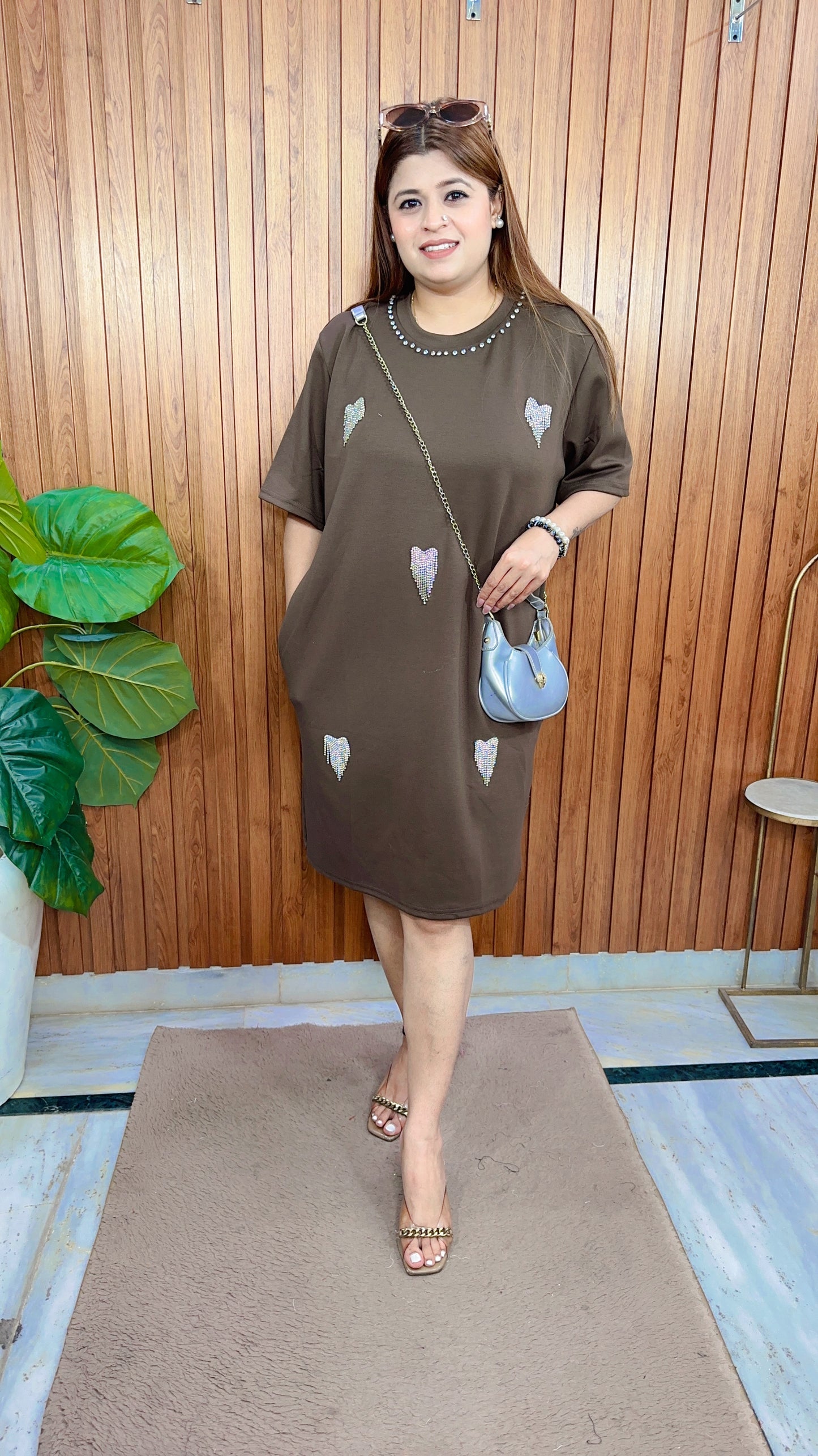 Premium Heart Sarvoski Cotton Hosiery Dress