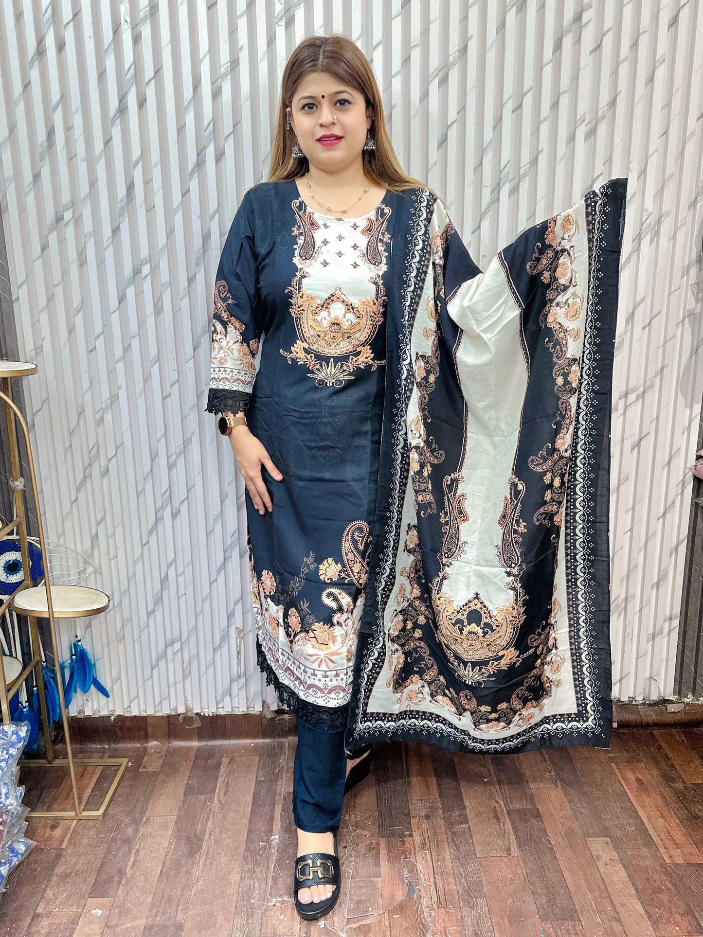 Black and white Digital Pakistani suit