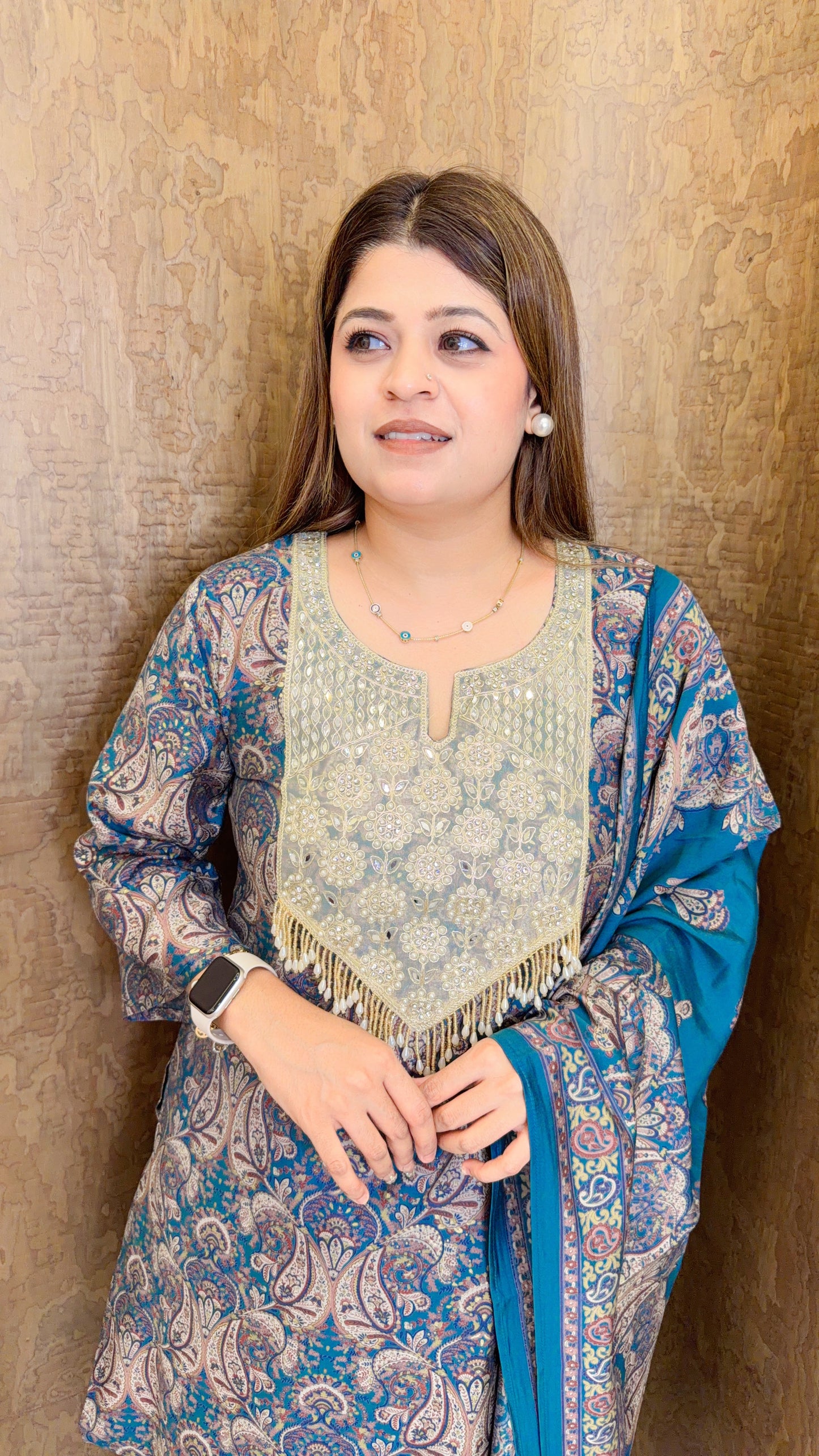 Premium paisley print muslin suit set