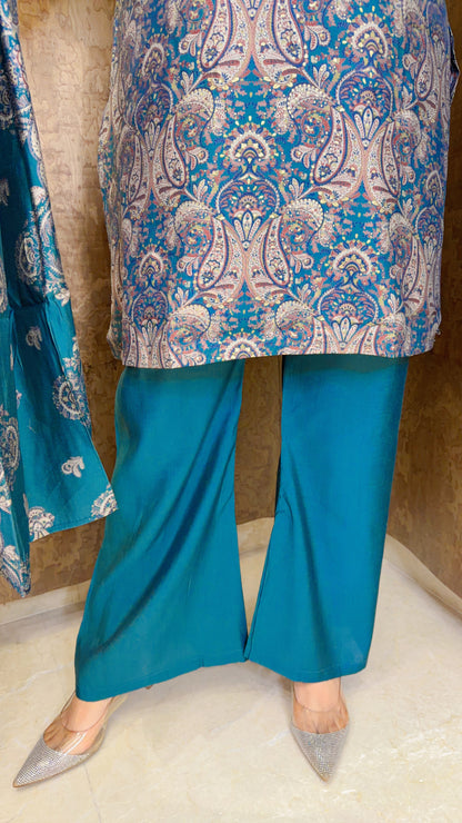 Premium paisley print muslin suit set