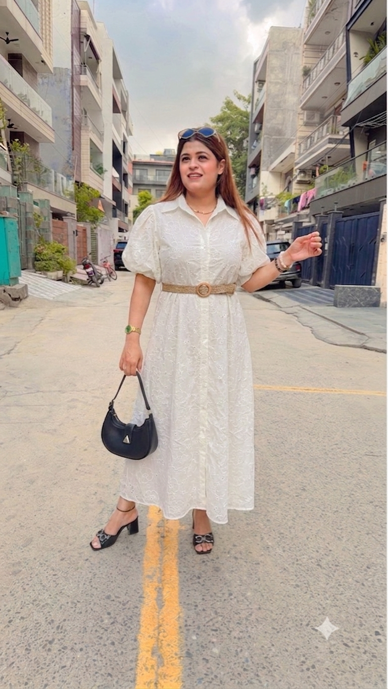 Flower schifli Cotton Maxi Dress