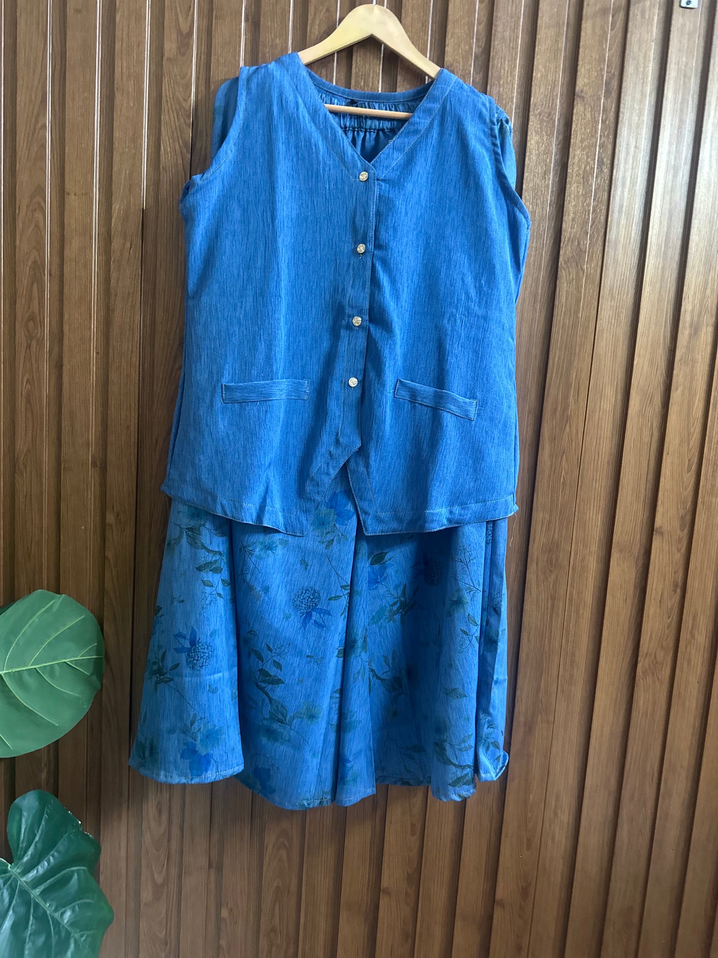 Aaysa Plain Cotton Denim Coord set