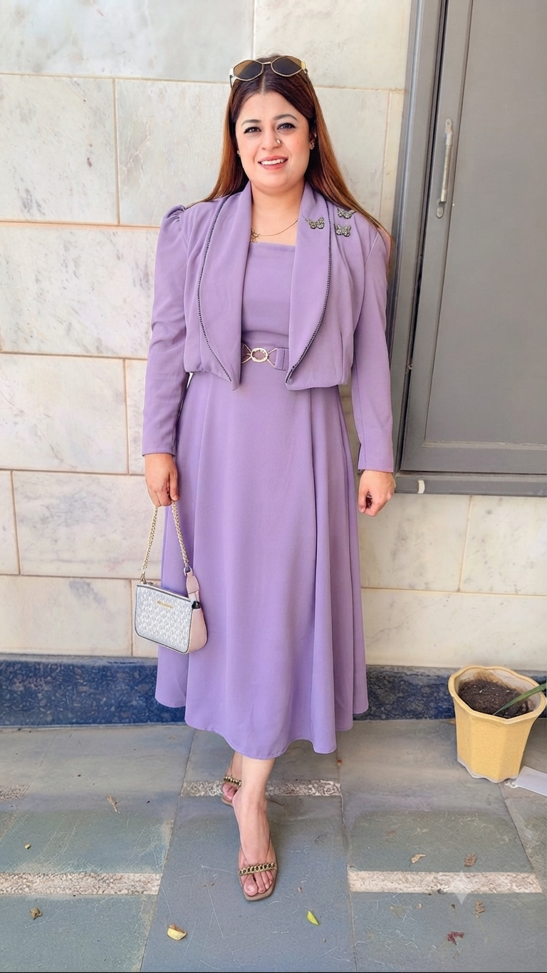 Elegance Butterfly Two Piece Shrug Dress