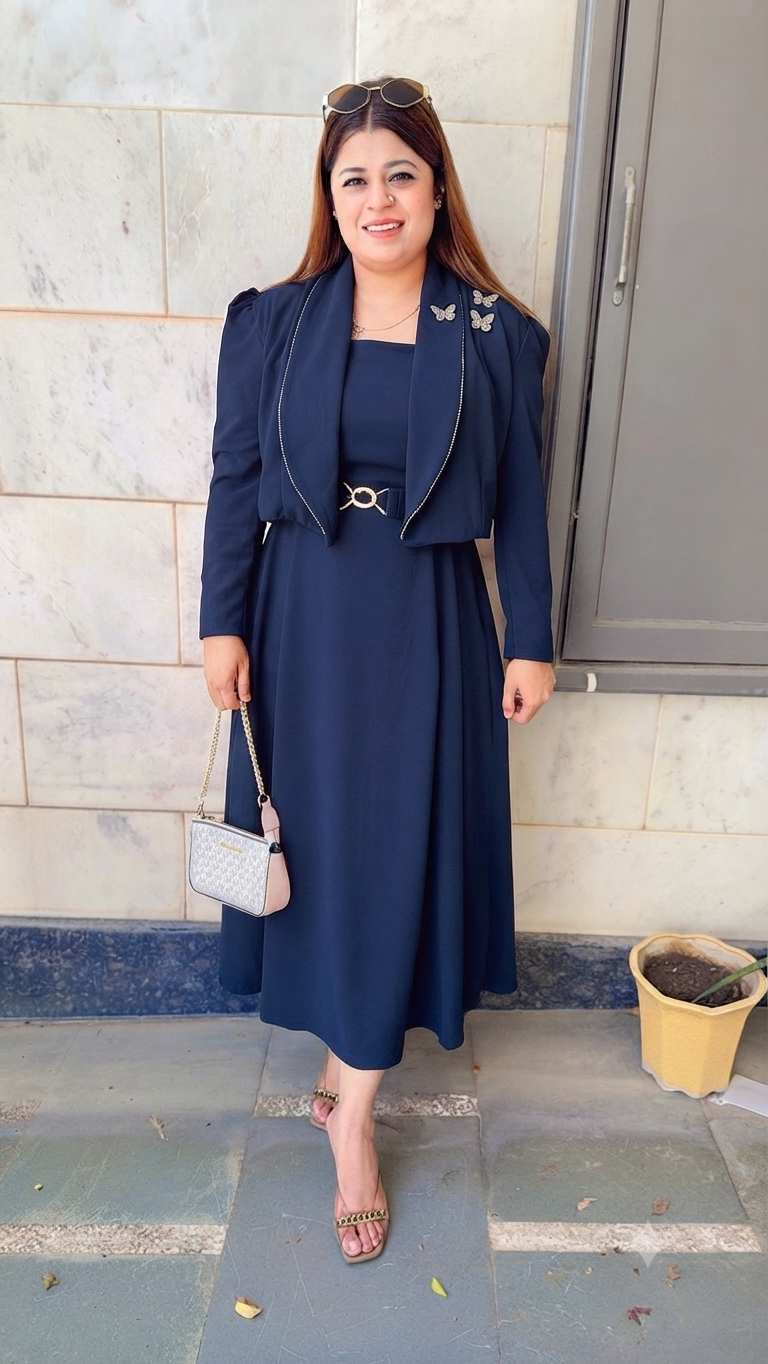 Elegance Butterfly Two Piece Shrug Dress