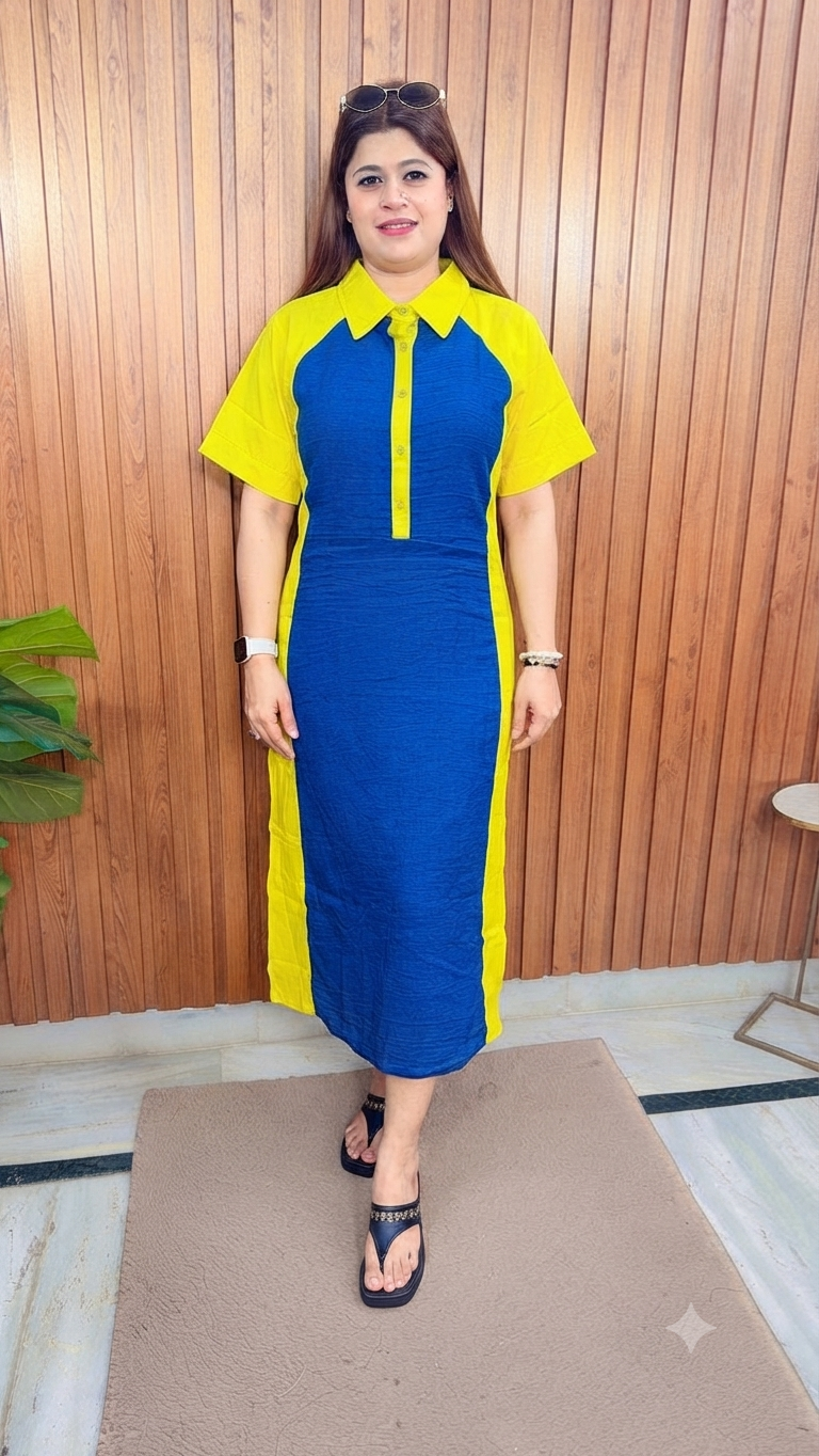 Cotton Denim Collar Dress