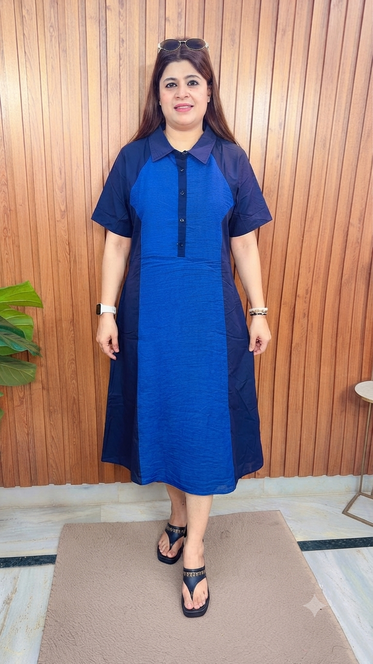 Cotton Denim Collar Dress