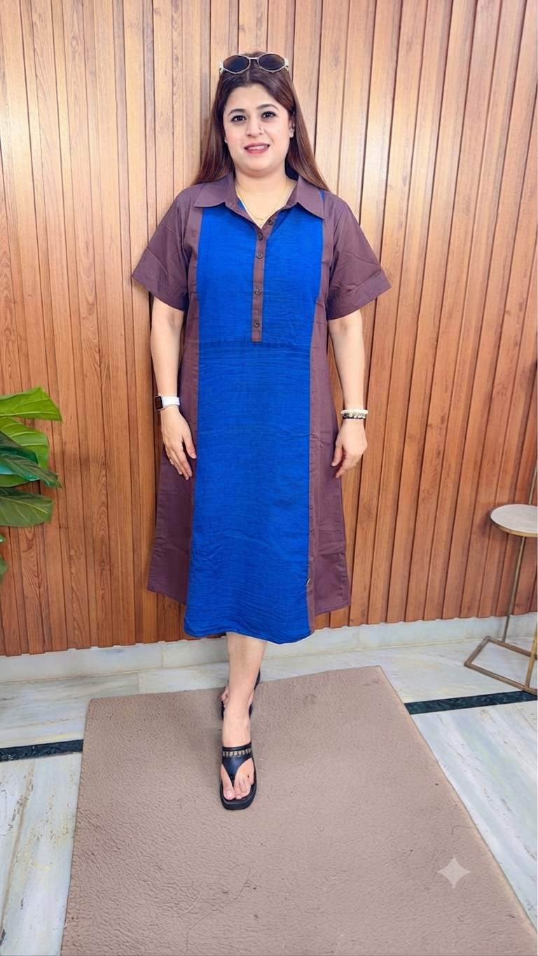 Cotton Denim Collar Dress