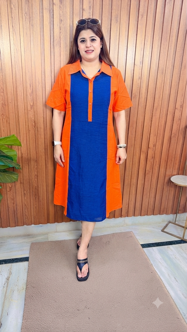 Cotton Denim Collar Dress