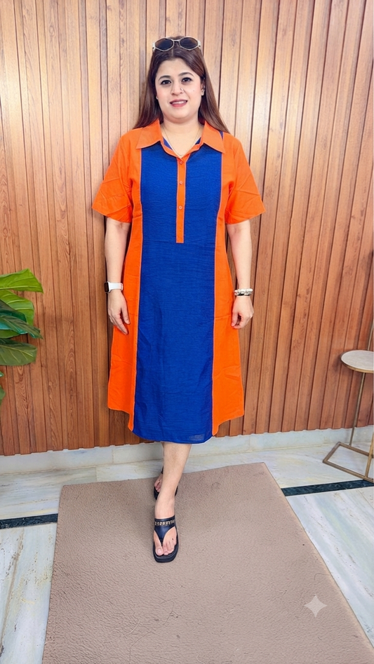 Cotton Denim Collar Dress