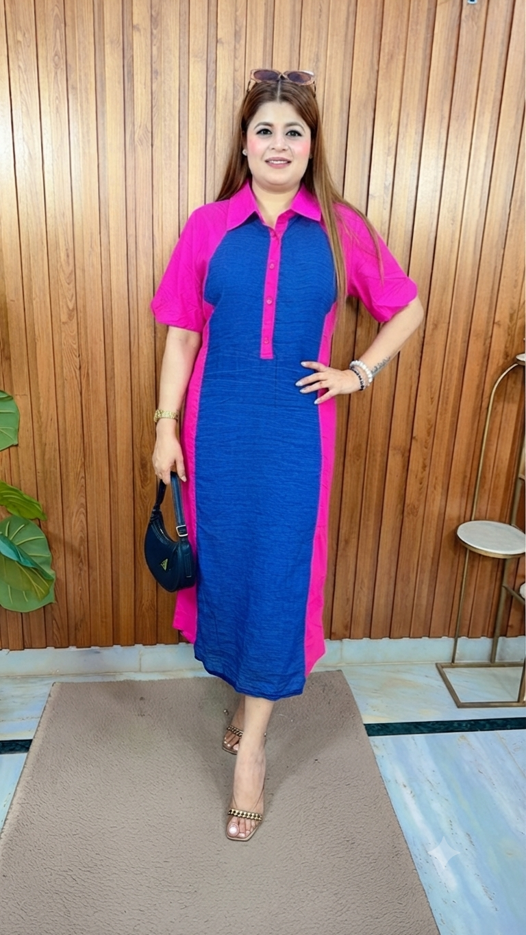 Cotton Denim Collar Dress