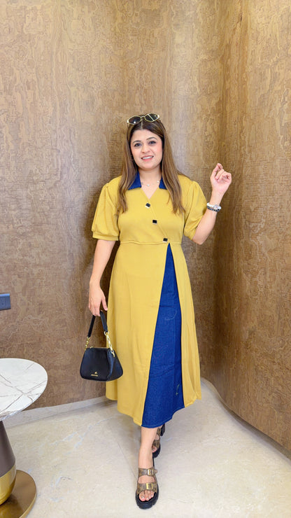 Collar Denim lycra imported dress