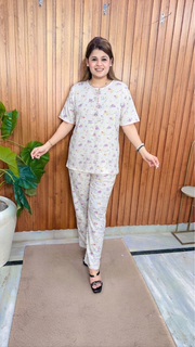 Round Neck Hosiery Printed Night suit