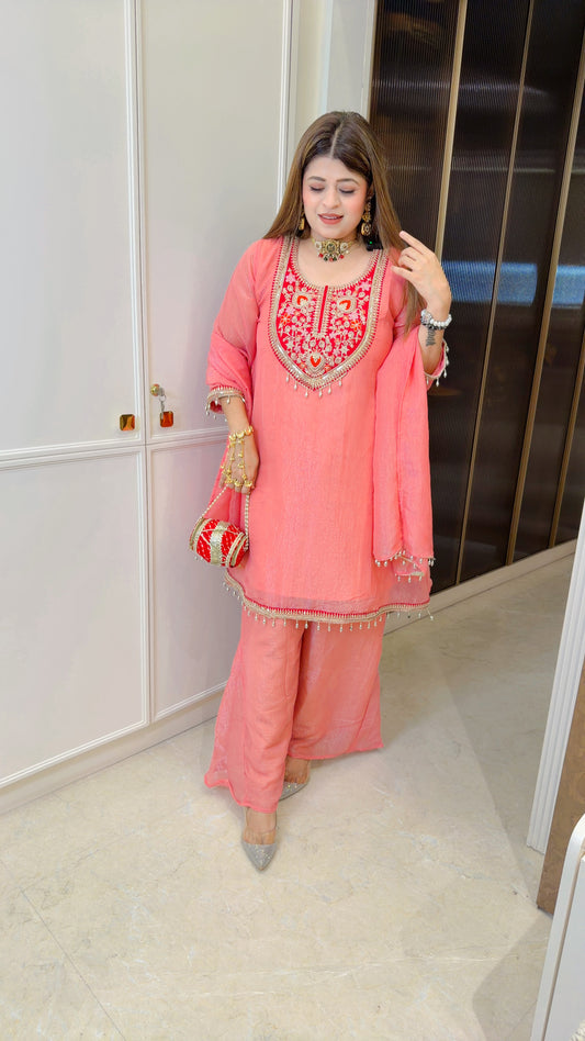 Blush noor Premium three piece suit set