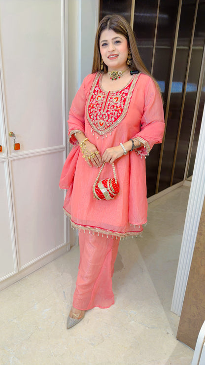 Blush noor Premium three piece suit set