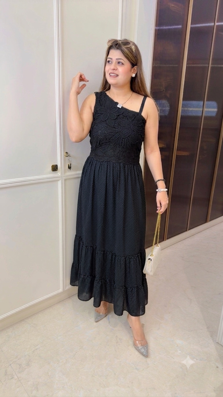 One shoulder new Polka dress