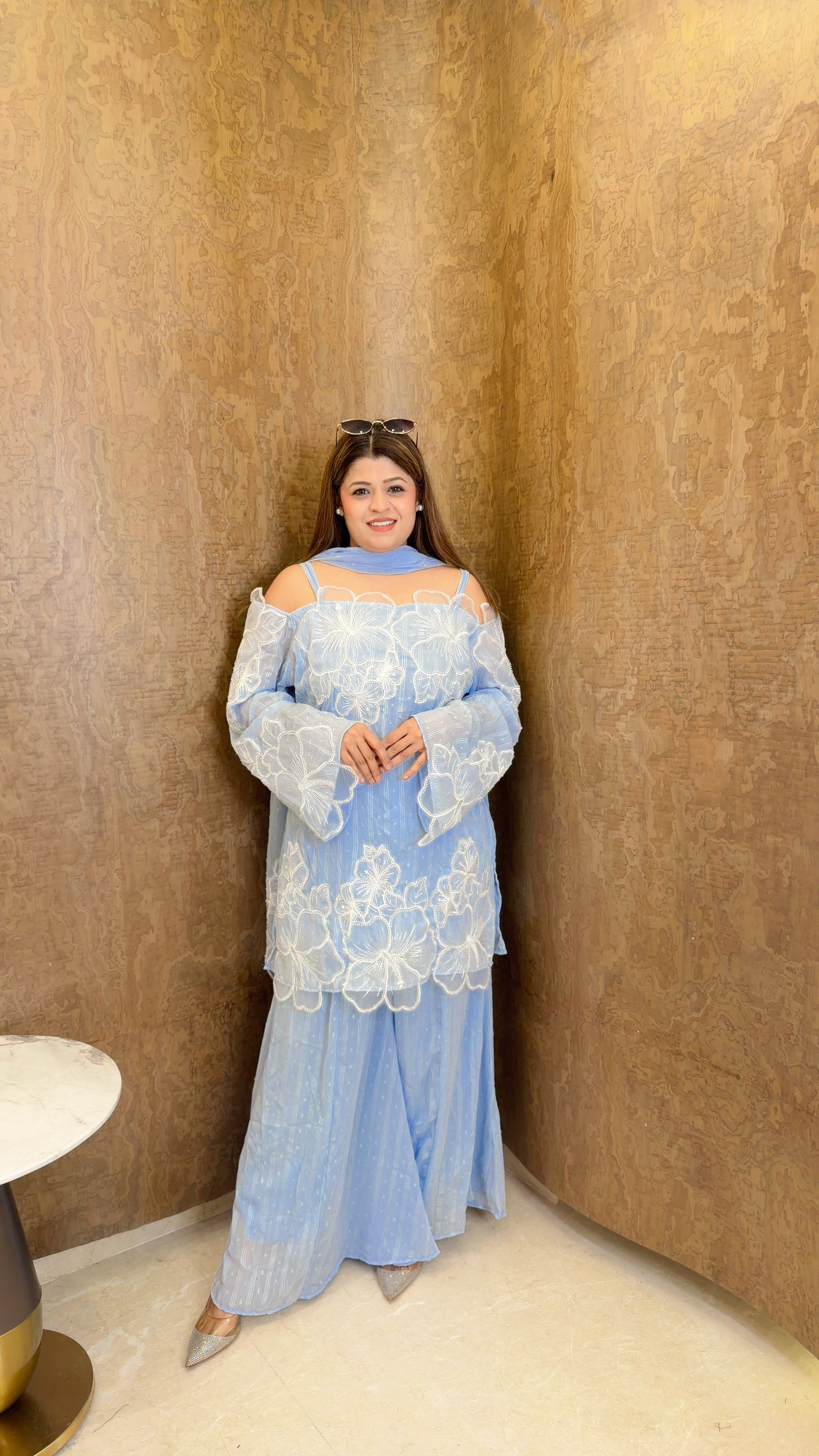 Organza flower suit set