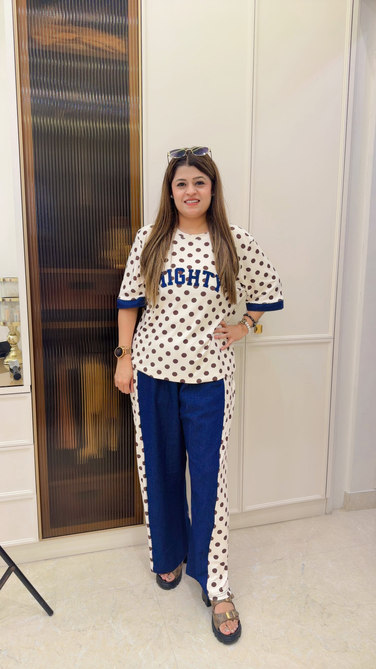 Polka denim two piece coord set