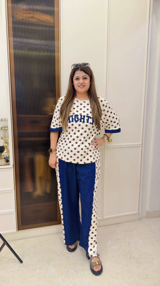 Polka denim two piece coord set