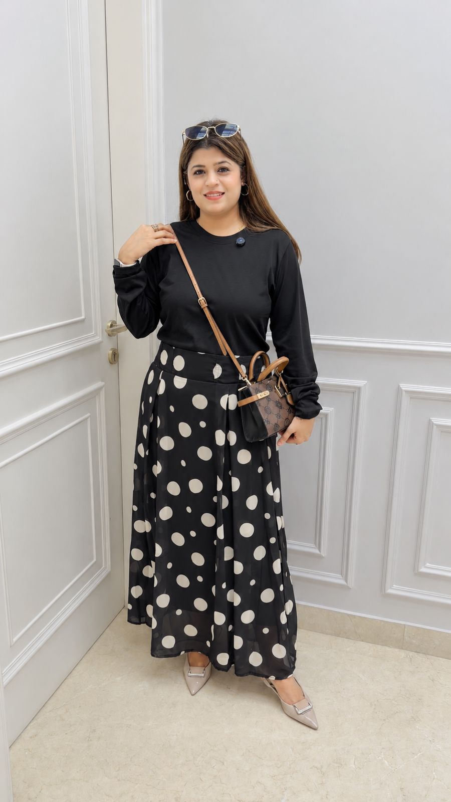 Polka bow skirt set