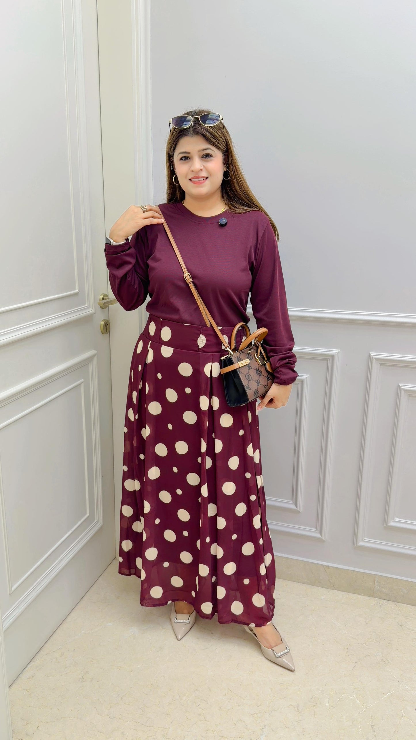 Polka bow skirt set