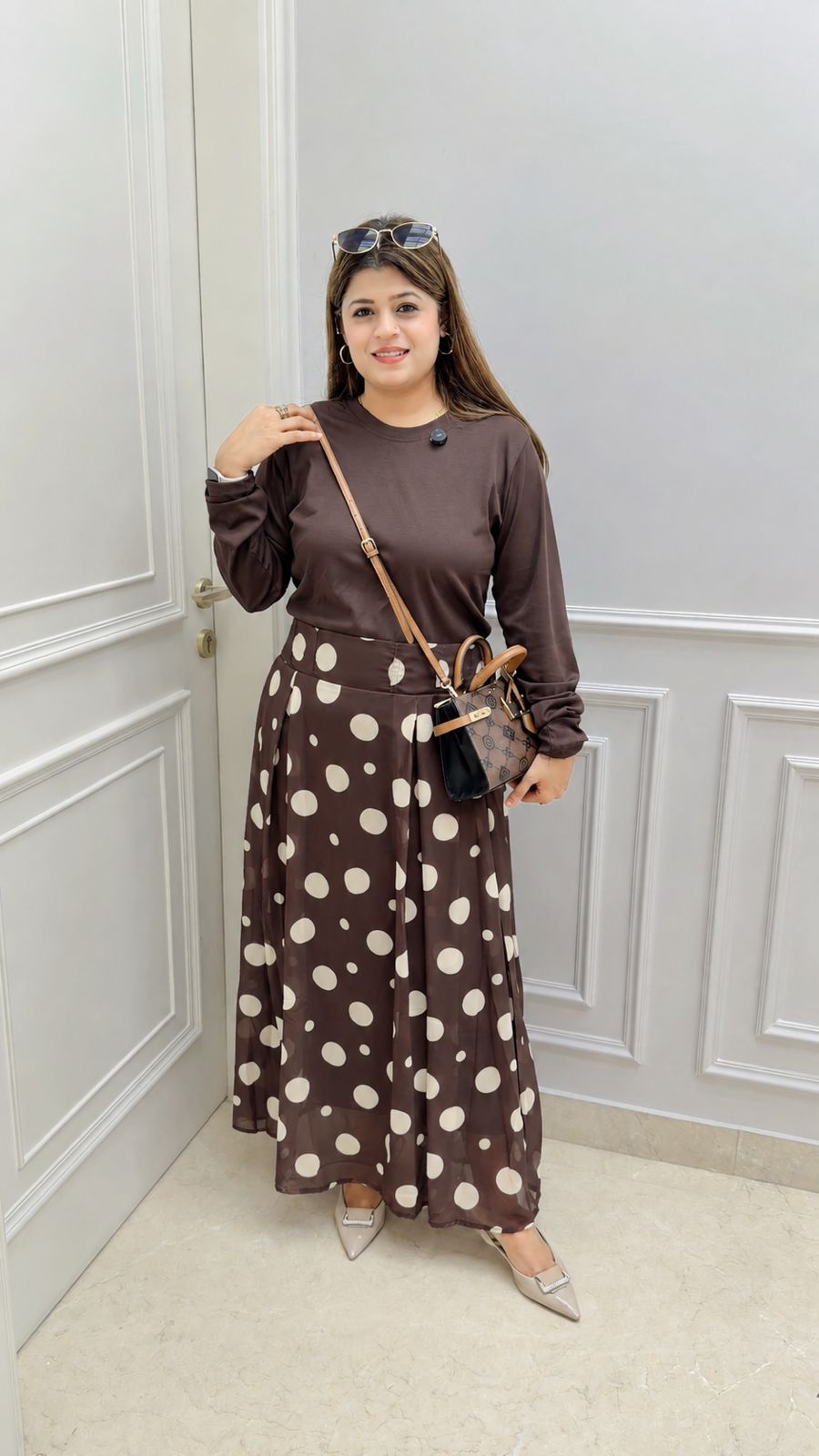 Polka bow skirt set