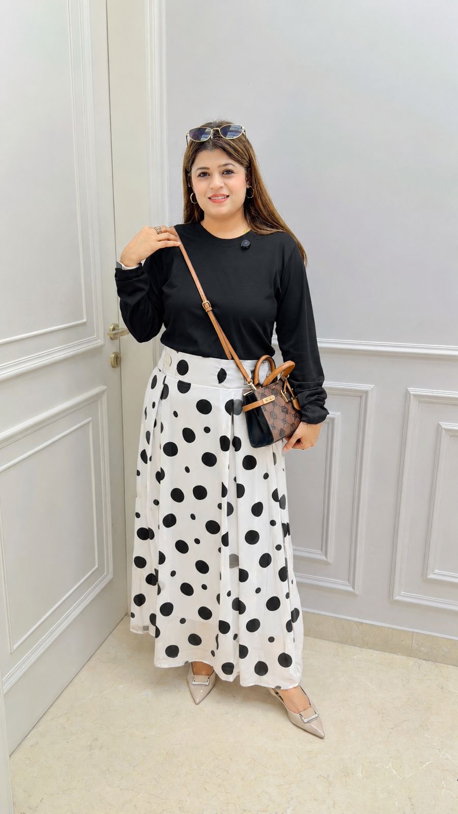 Polka bow skirt set