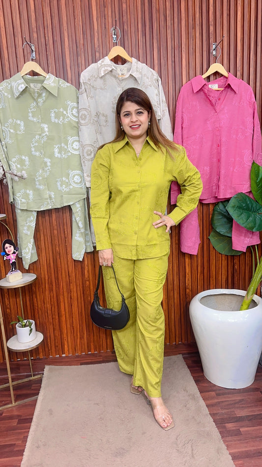 Thread work Linen Cotton coord set