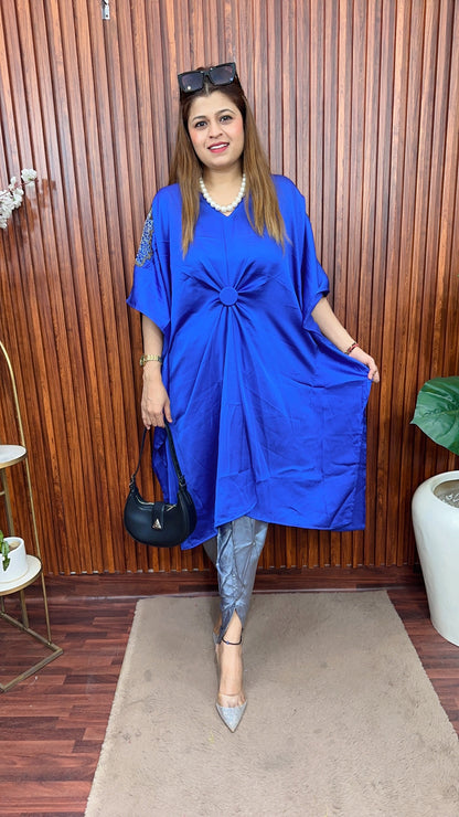 Satin silk kaftan cord set with handwork