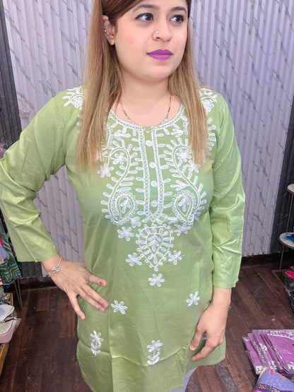 Cotton Lakhnavi short kurti