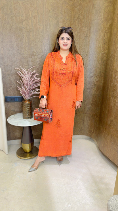 Marble cotton dress with embroidery