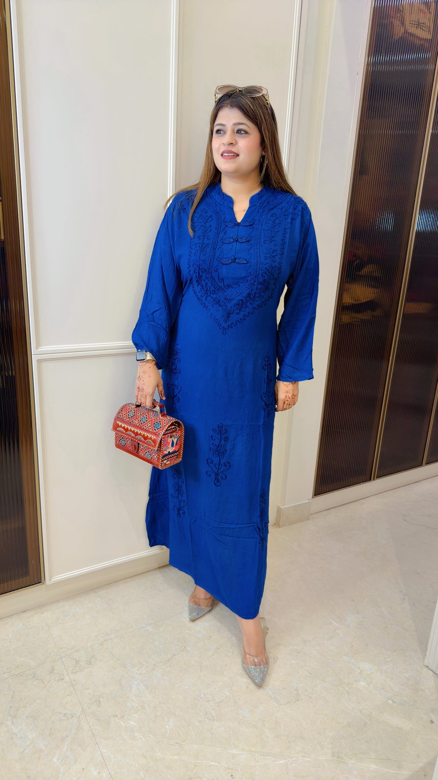 Marble cotton dress with embroidery
