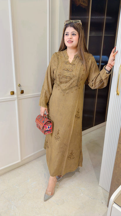 Marble cotton dress with embroidery