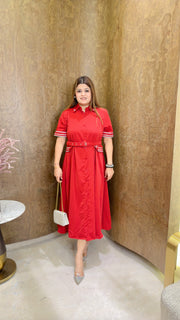 Collar dress with belt