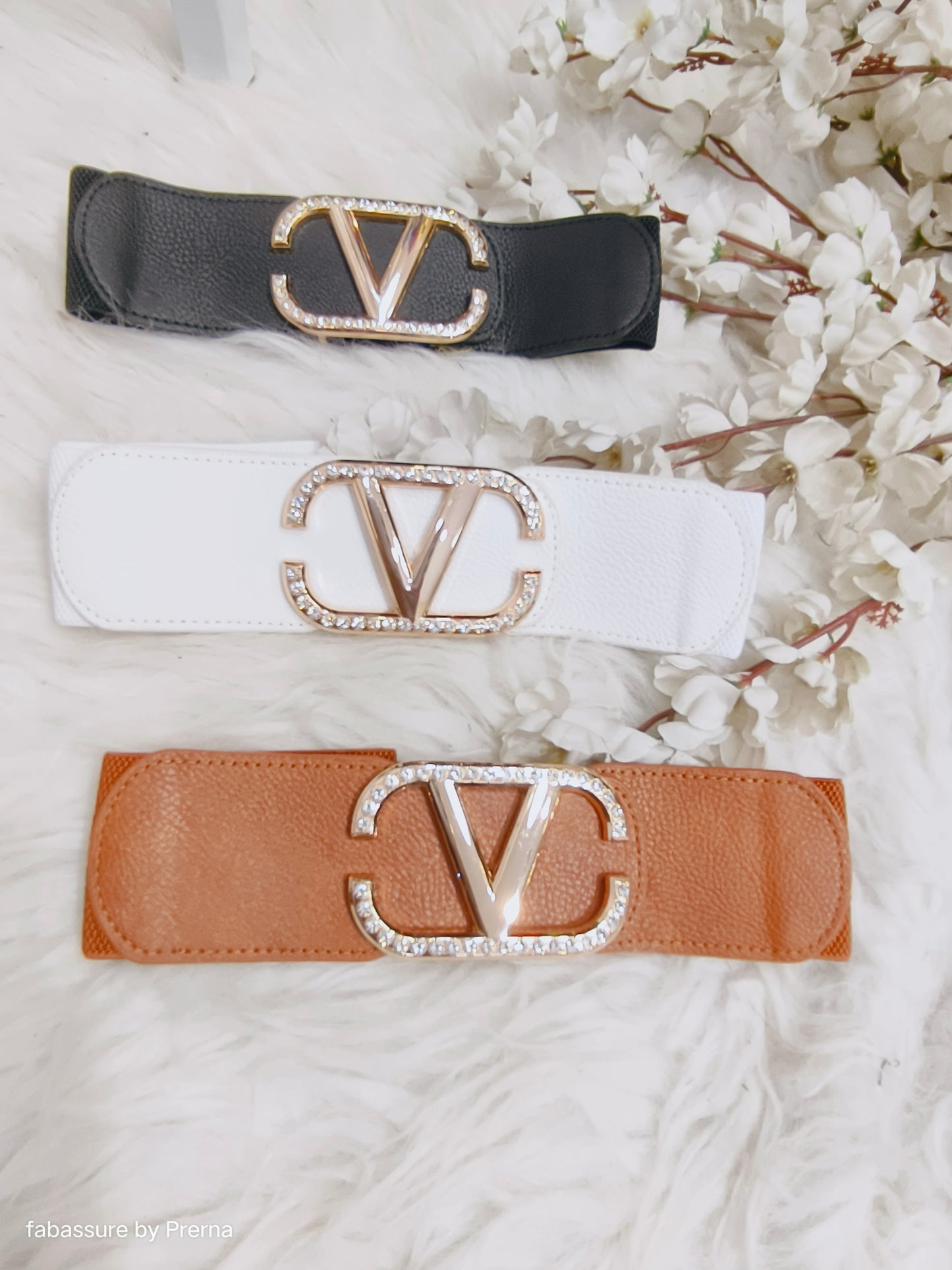 V Stud Embellished Wide Belt