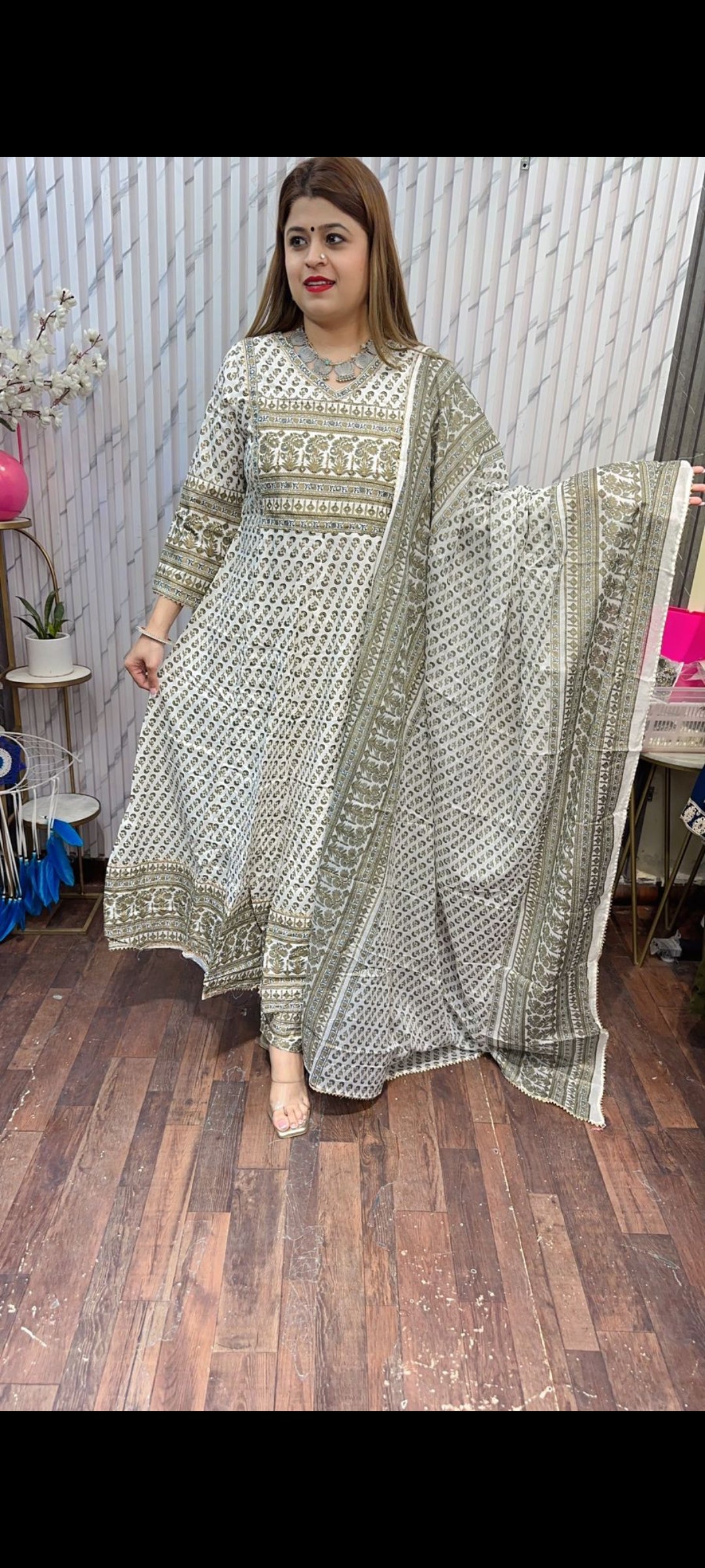 Rajwada Anarkali block print suit