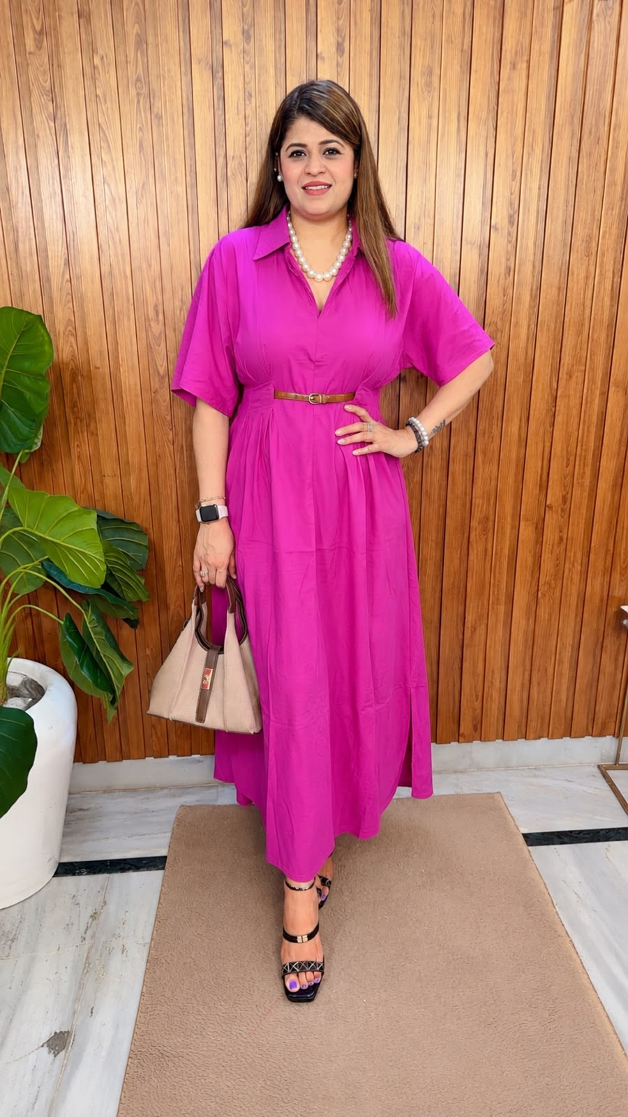 Remly Belted Collar Maxi dress