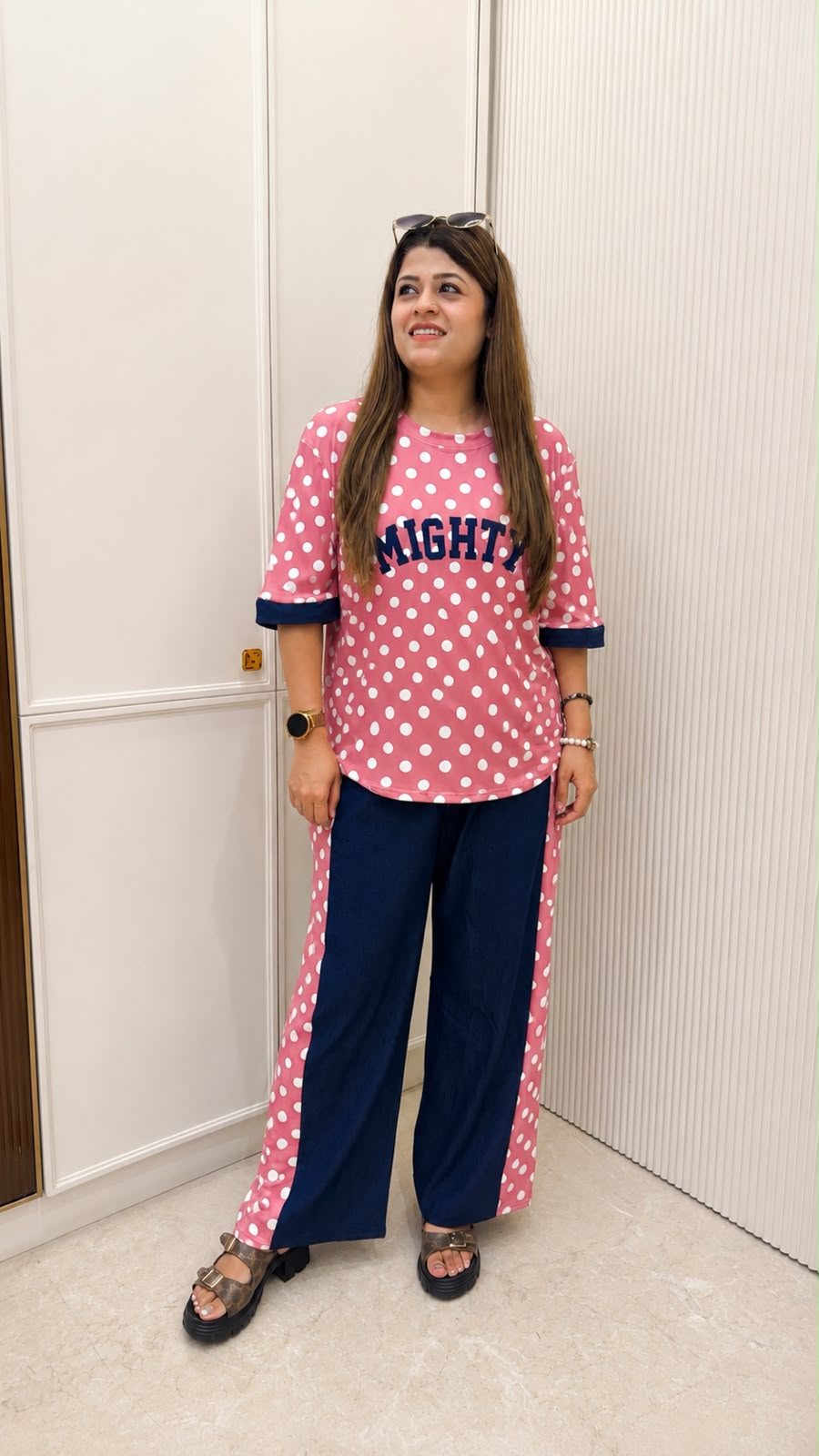 Polka denim two piece coord set