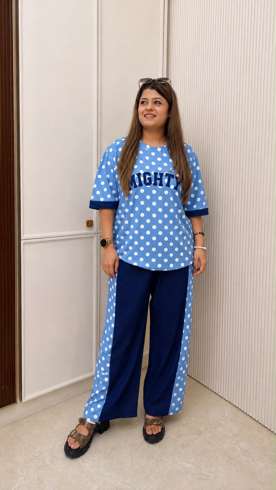 Polka denim two piece coord set