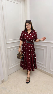 Polka dress with belt