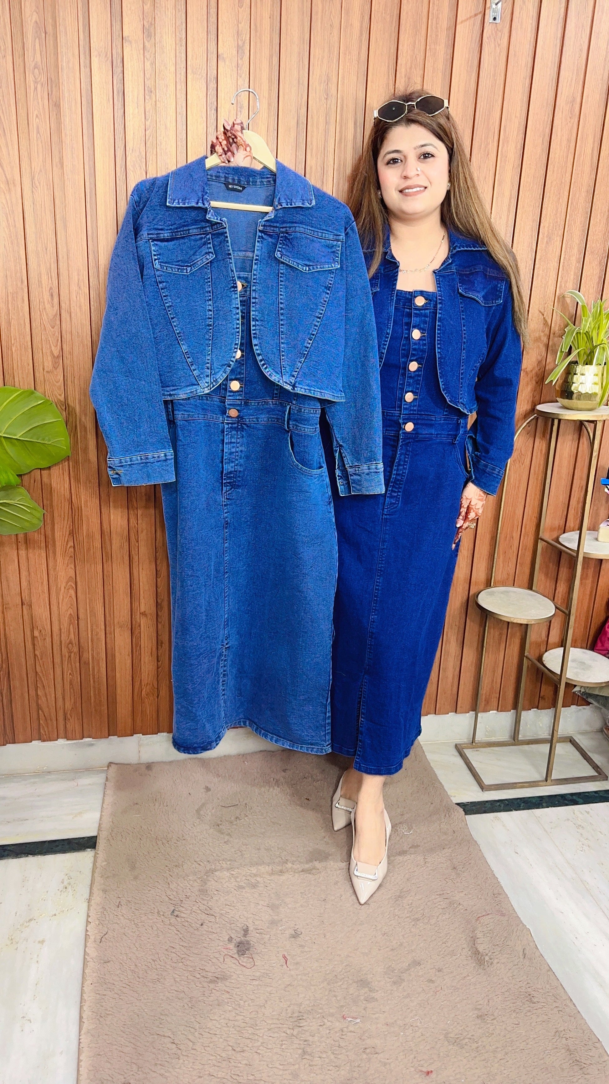 Animi Denim Dress With Shrug – FABASSURE
