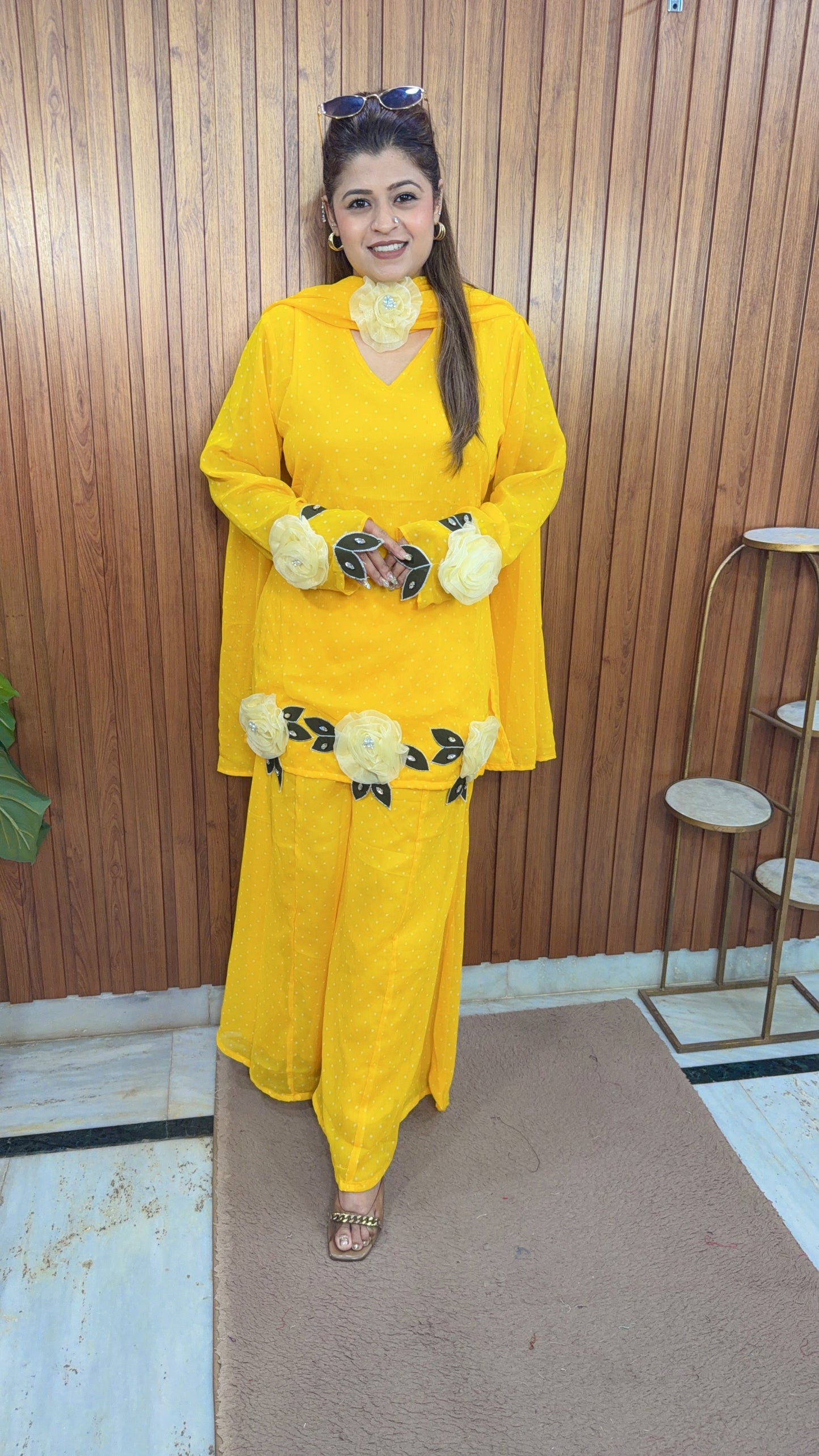 Polka Flower Three Piece Suit set